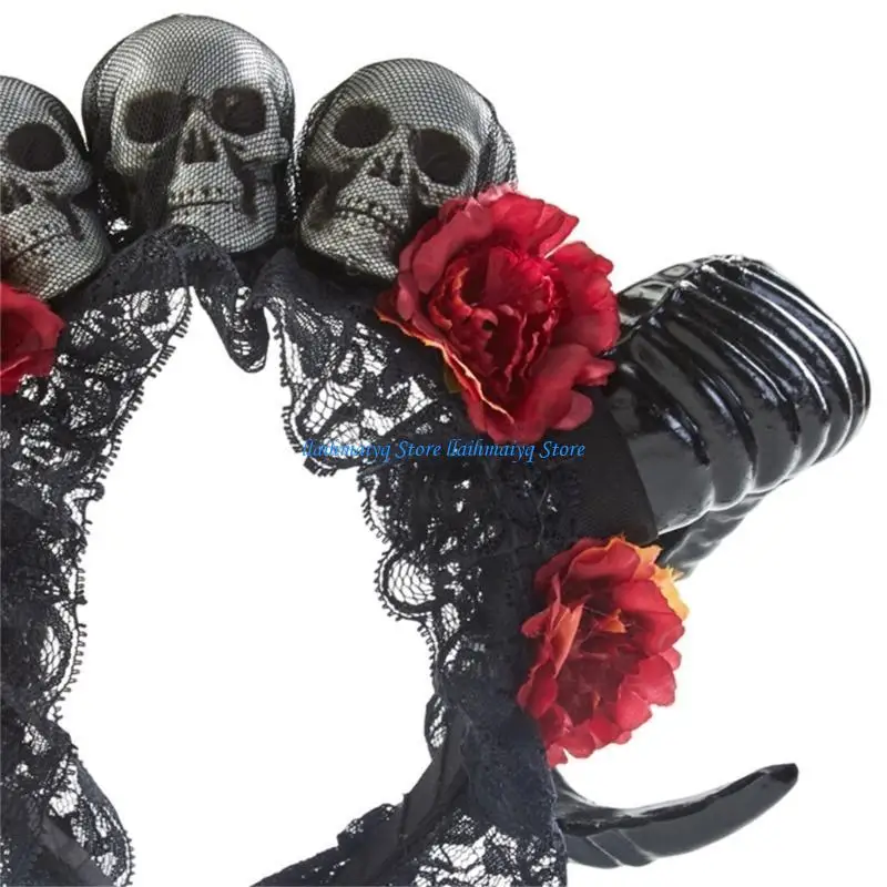 

573B Antelope Headband Skull Headband Devil Horns Headband Halloween Horn