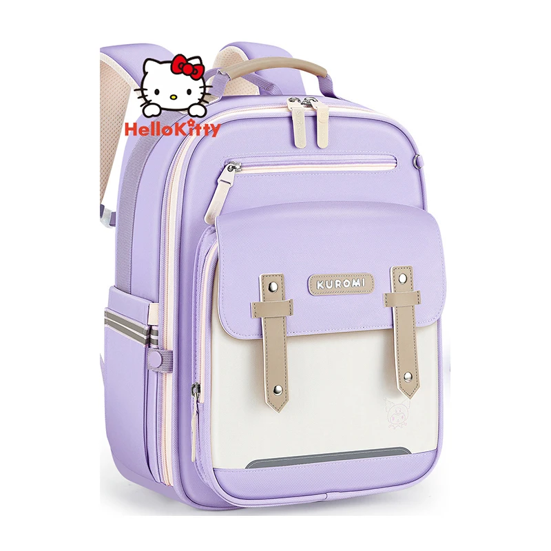 Miniso Kuromi Primary Student Grade1-4 Backpack Girl Cartoon Schoolbag Schoolgirl School Bag Pupil Bags Girls children Cute Gift