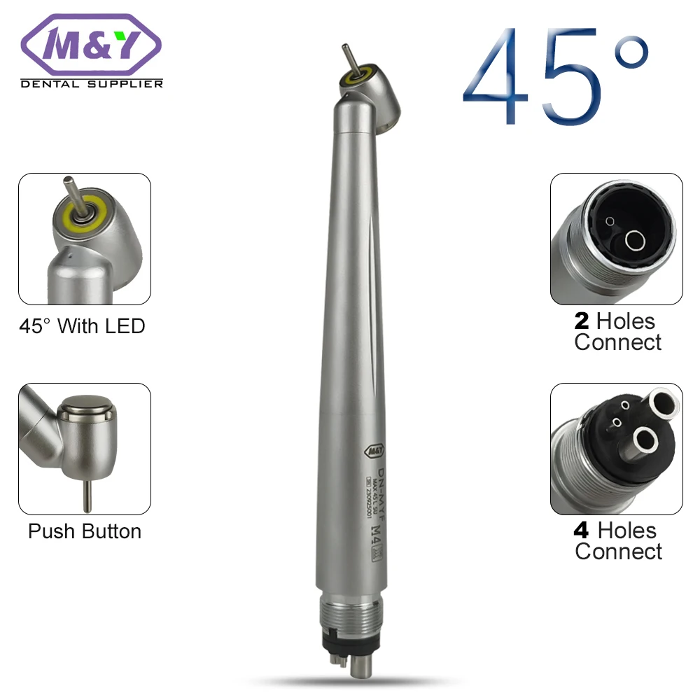 Dental 45 angle Ring Light LEDsurgical High Speed Handpiece Push Button single Water Spray E-generator Air Turbine