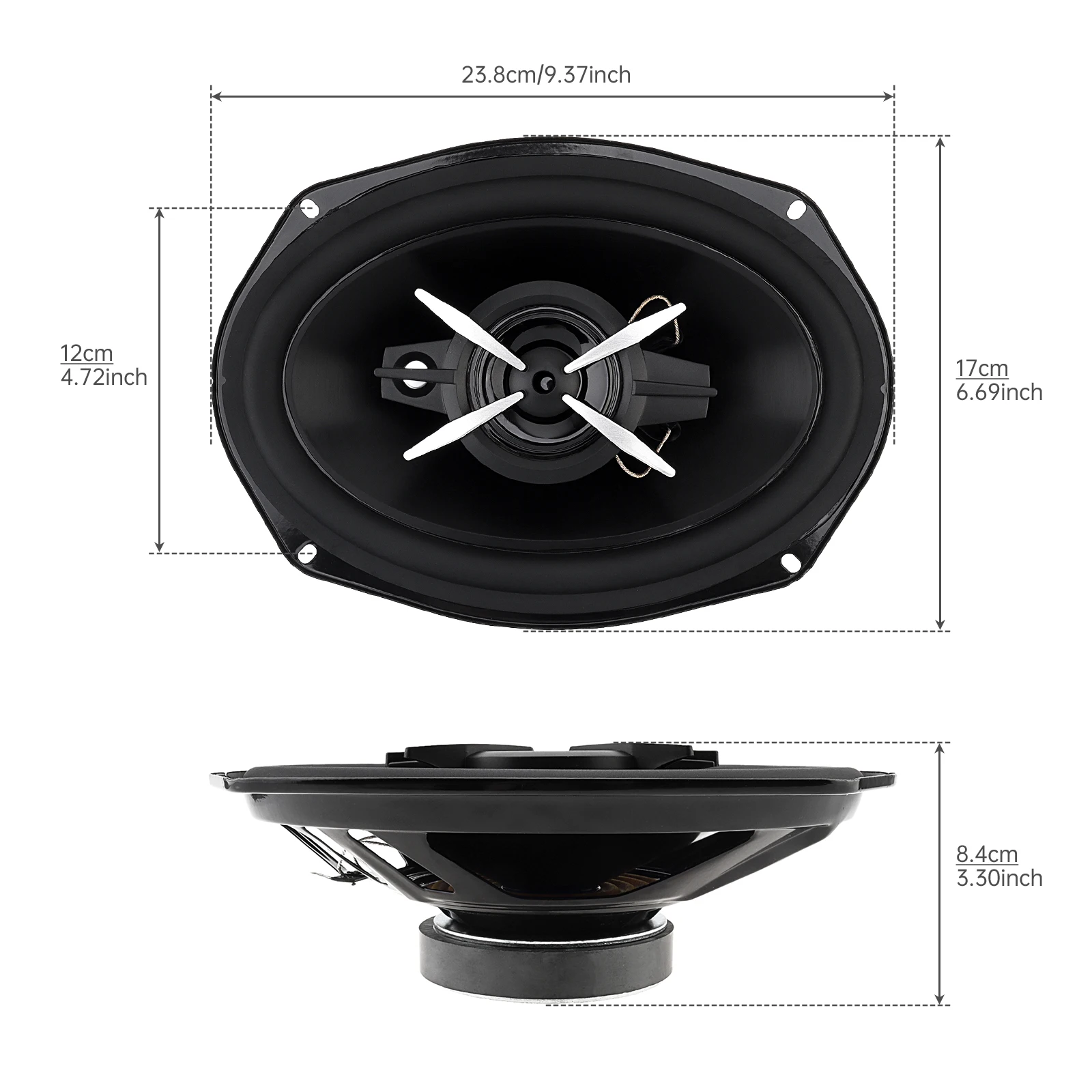 2 pcs 6 x 9 Inch Car Speakers 3 Way Car HiFi Full Range Frequency Speakers, Universal Coaxial Speakers
