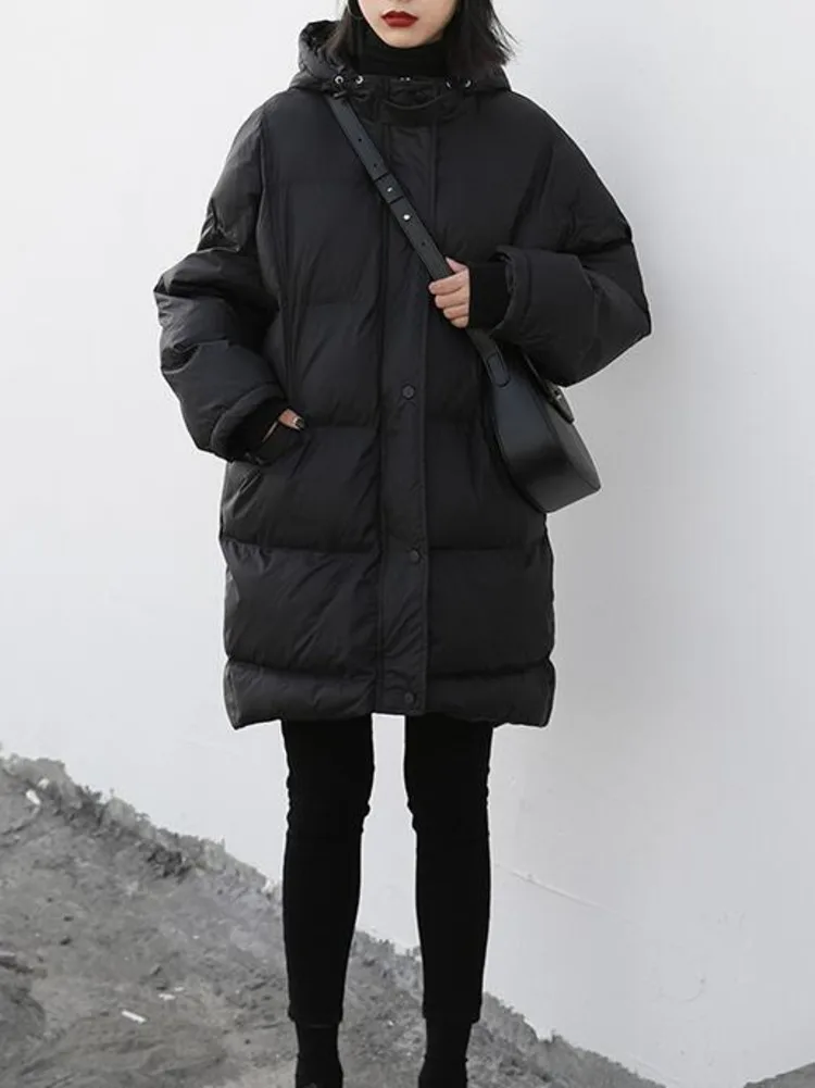 Women Winter Hooded Parkas Solid Puffer Warm Jacket Outdoor Padded Trendy Overalls Coat Female Thicken Casual Streetwear