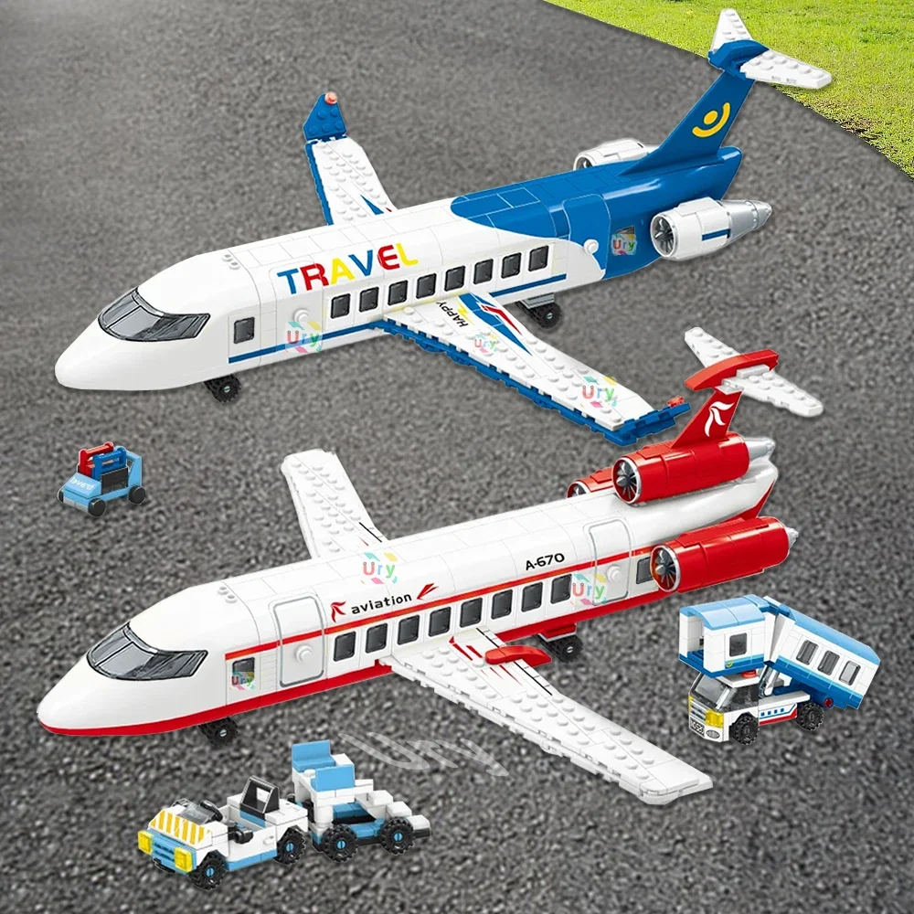 City Cargo Aircraft Plane Passengers Business Airplane Bus Sets Airport Airliner MOC Building Blocks Toy for Kids Christmas Gift