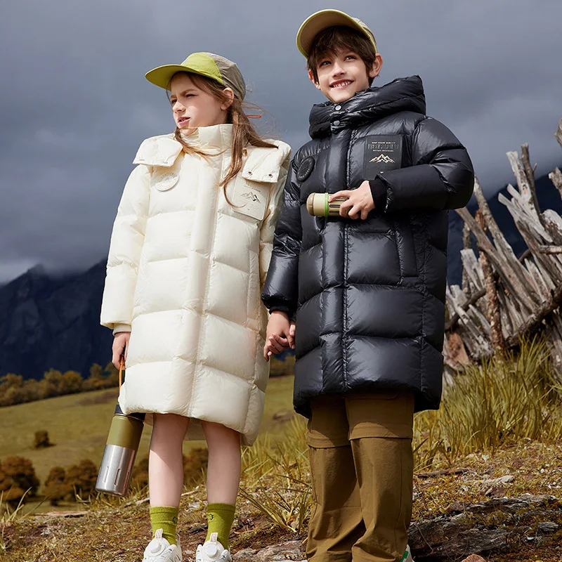 Children's down jacket, new styles for boys and girls, medium to long, thick and warm winter jacket