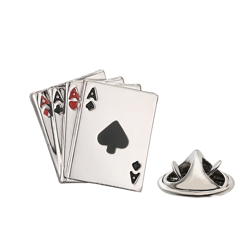 High quality French Brooch men\'s wedding classical Steel color playing card collar pin clothing accessories jewelry wholesale