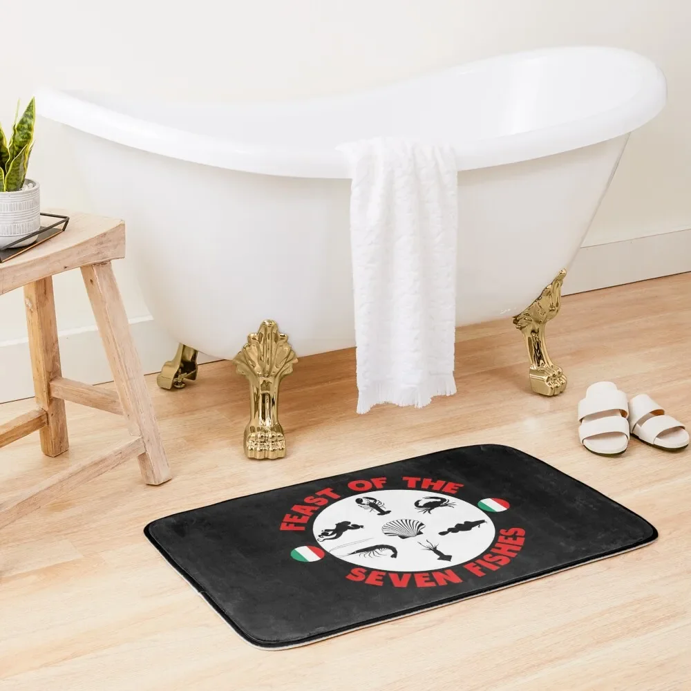 

Feast Of The 7 Fishes - Traditional Italian Christmas Celebration Bath Mat Baths Bathroom Bath Rugs For Bathroom Mat