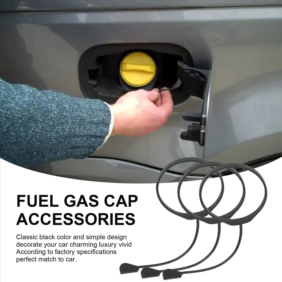 #99J Tank Cap Wire,Fuel Tank Filler Gas Cap Rubber Rope LR053665 (Black)
