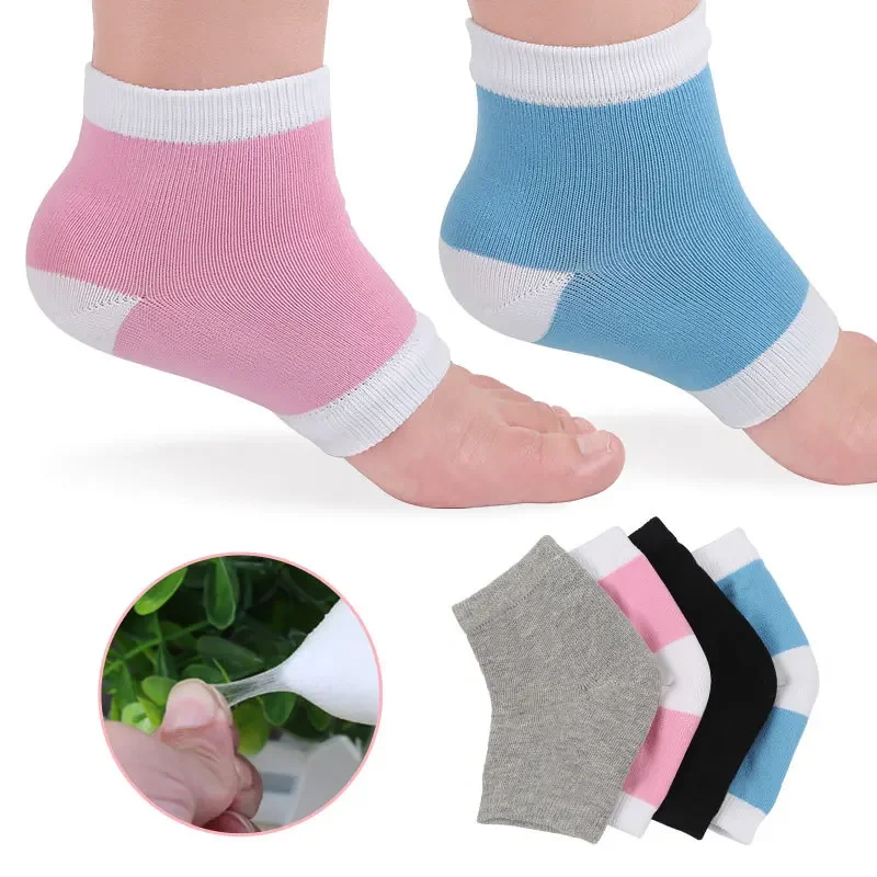 Soft Elastic Silicon Moisturizing Heel Foot Protection Cotton Socks Peds Anti Cracking Liner Heel Socks Foot Care Socks 1pair