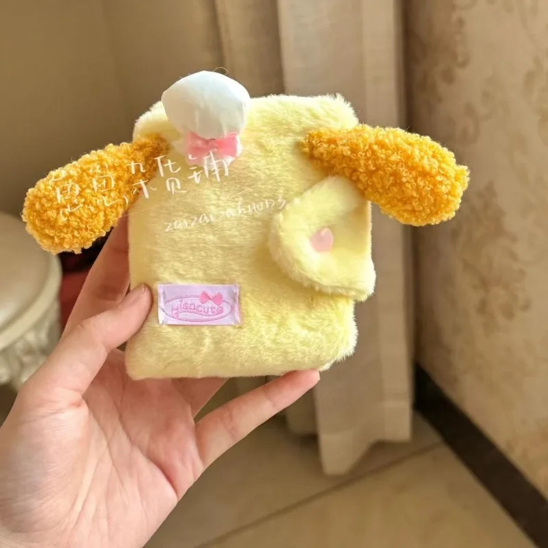 Sanrio Kawaii Pompomurin Plush Wallet Cute Girl Heart Series Plush ID Multi functional Bag for Girls Festivals and BirthdayGifts