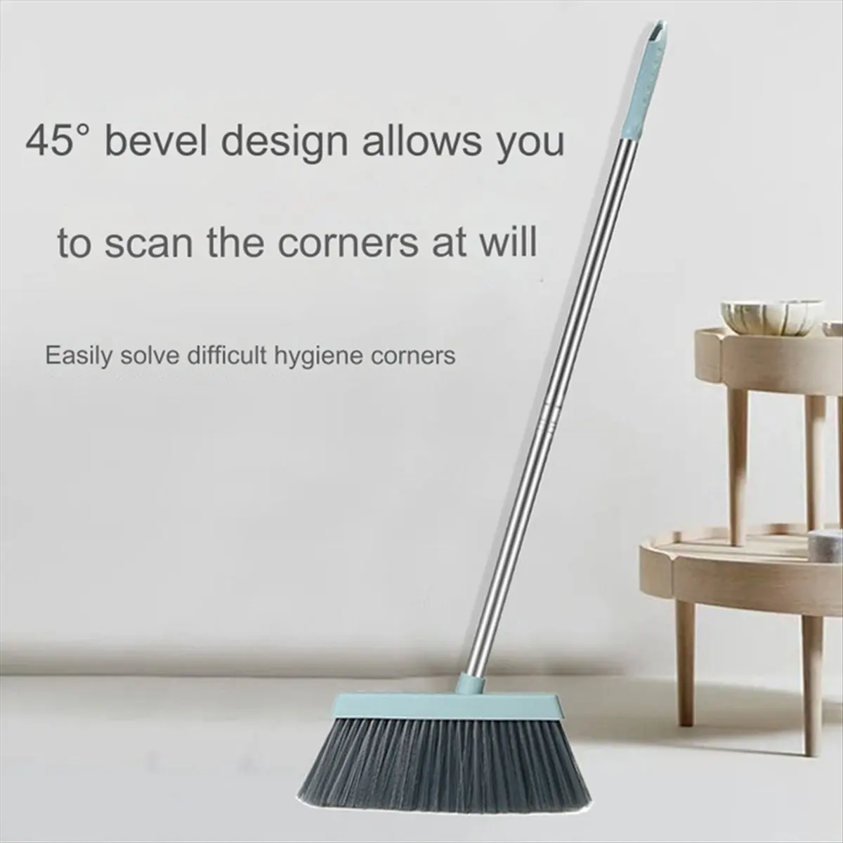 A013 Dustpan Broom Set Floor Wiper Household Cleaning Long Handle Cleaning Set for Lobby Household Kitchen Cleaning Grey