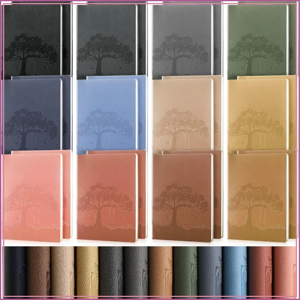 

24 Pcs A5 PU Leather Journals Bulk, Colorful Tree Notebooks, Soft Leather Cover, Lined Ruled Writing Notebooks for Office, School, Volunteer Group Team