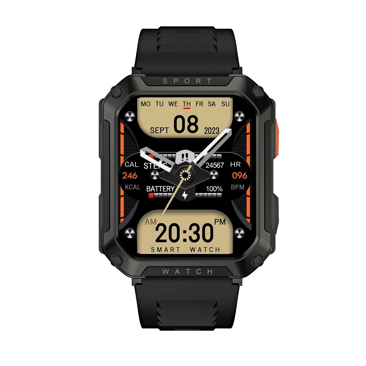 Fobase t8 pro 2,01 zoll herren outdoor robuste militär bt nennen smart watch sport fitness tracker herz monitor für android ios