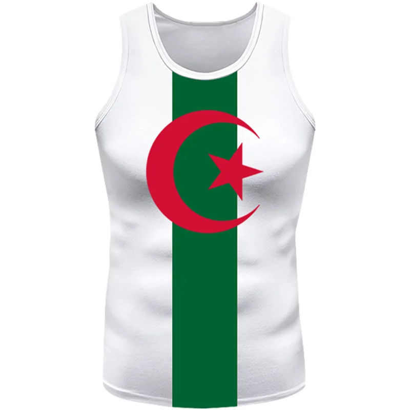 Algeria Sleeveless Free Custom Made Name Dza Vest T-shirt  Islam Diy Arabic Algerie Arab Print Text Word Flag Team Clothing