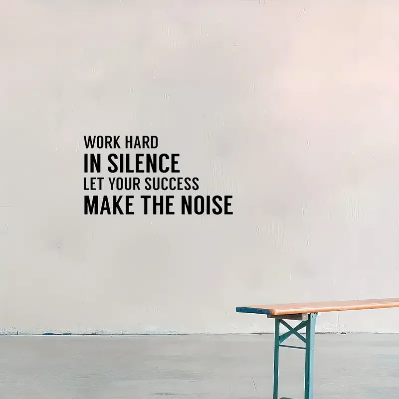 Work Hard In Silence Let Your Success Make The Noise - Removable Vinyl-Like Matte Paper Gym Wall Decal, Fitness Motivational Quo