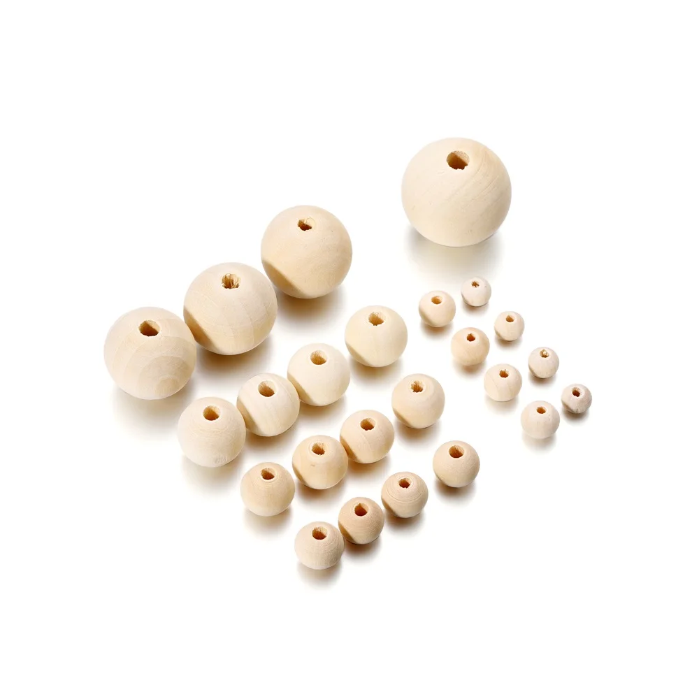 5-1000pcs/Lot 4-30mm Natural Wooden Beads Ball Round Loose Spacer Bead for DIY Bracelet Necklace Jewelry Making Accessories