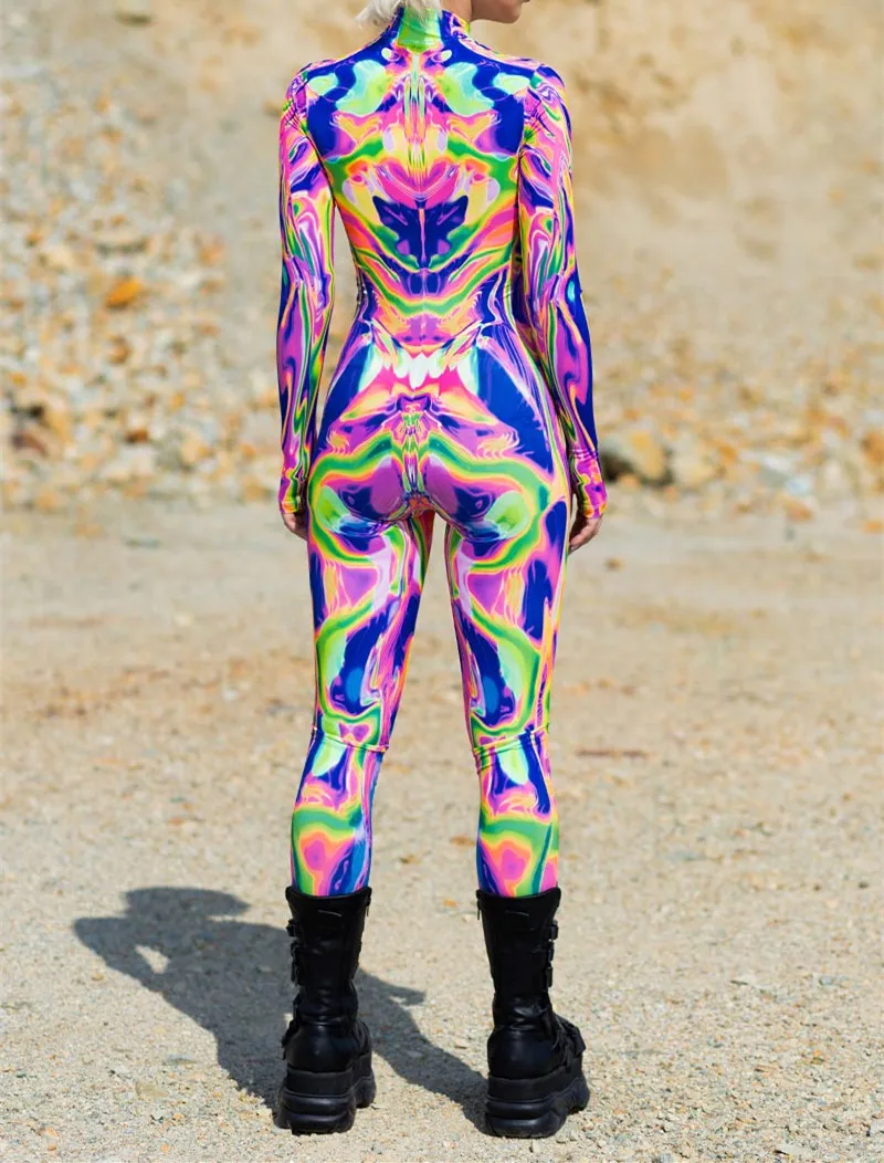 Bunte Punk-Regenbogen-Bodysuits für Halloween, Feiertagspartys, Cosplay, Elastisches Kostüm, Jumpsuit, Romper, Damen-Aerial-Yoga-Anzug, Zentai – Detail 37