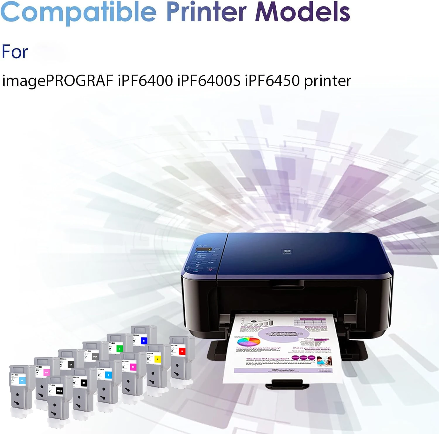 

PFI-206 Ink Tank Replacement For Canon PFI-206 Ink Cartridge For Canon imagePROGRAF iPF6400 iPF6400S iPF6450 Printer