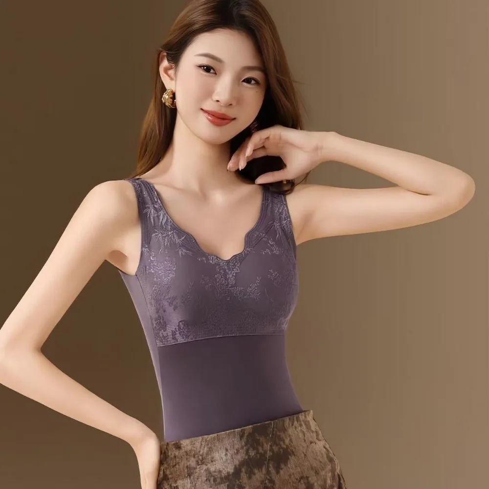 Slimming Thermal Shapewear Camisole with Padded Cups Sleeveless Thermal Underwear Crop Tops Tanks Tummy Control
