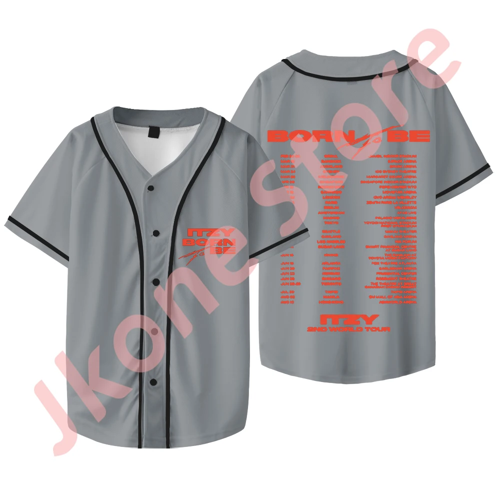 Kpop ITZY Born To Be 2024 Tour Merch giacca da Baseball t-shirt estate Unisex moda Casual manica corta Tee