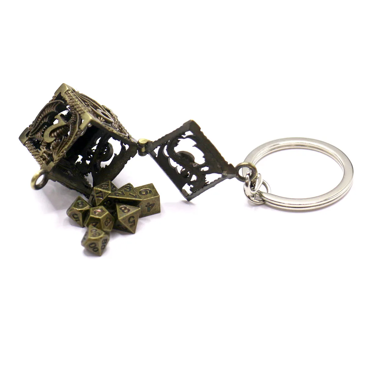 D6 Metallgehäuse + 7 Stück Metallwürfel-Set, tragbares Brettspiel-Würfel-Mini-Set, Gamer-Zubehör – Detail 7