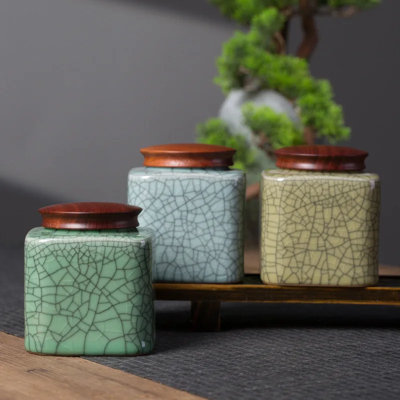 

Chinese Ceramic Candy Storage Jar Vintage Tea Caddy Home Seal Coffee Beans Nut Powder Storage Bottle Ceramic Jar Home Decoration