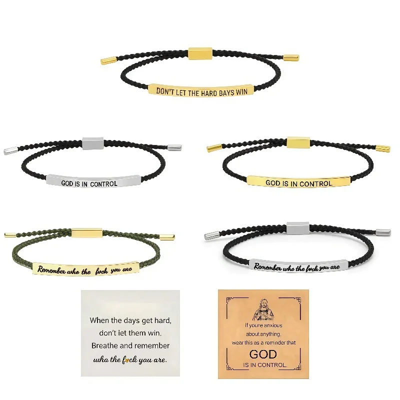 Trendy Design Remember Who The Luck You Are/God Is in Control Motivational Tube Bracelet Adjustable Bracelet Jewelry Gifts