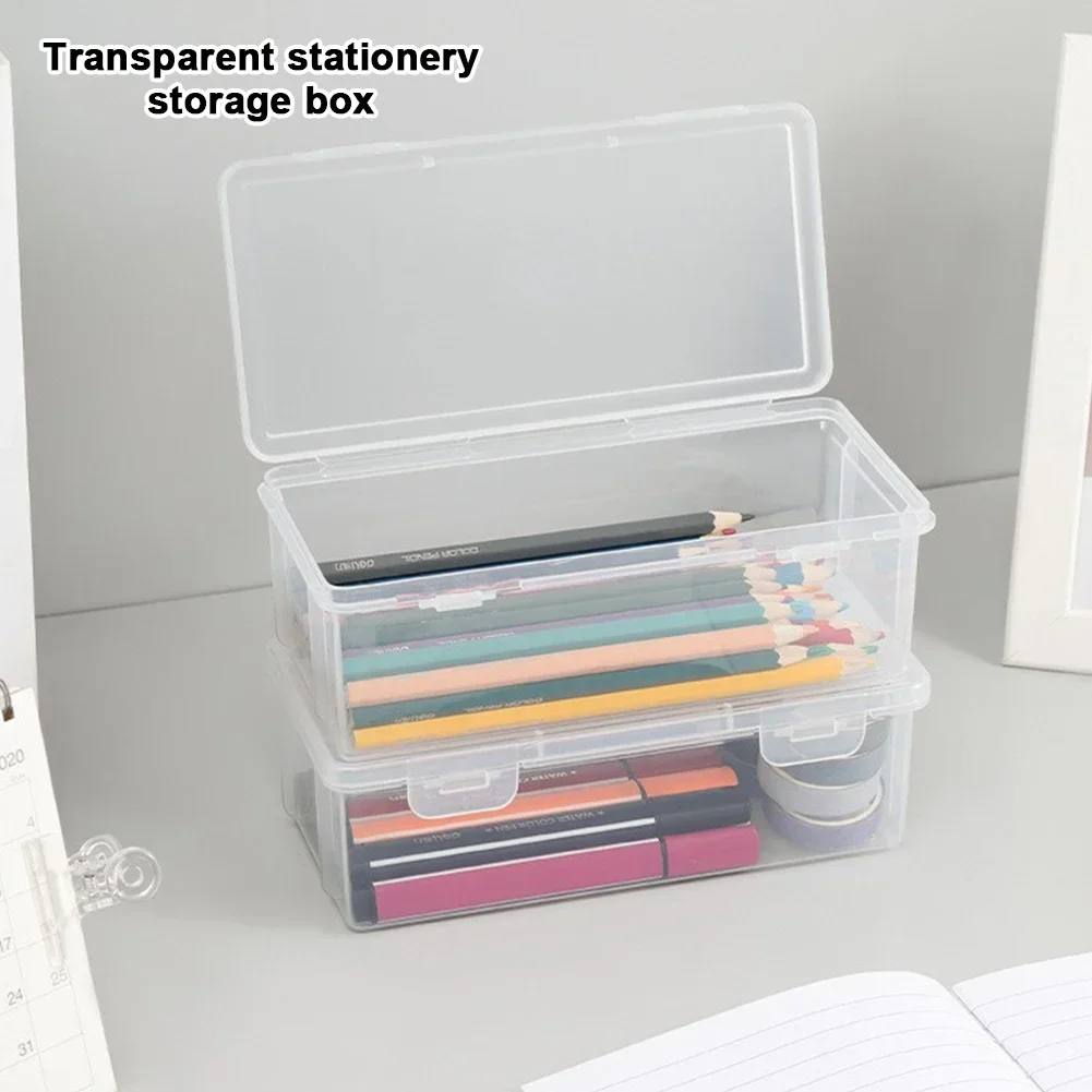 1Pcs Transparent Pencil Case Sketch Plastic Pencil Storage Case Art Student Pencil Case Large Capacity Toolbox School Supplies