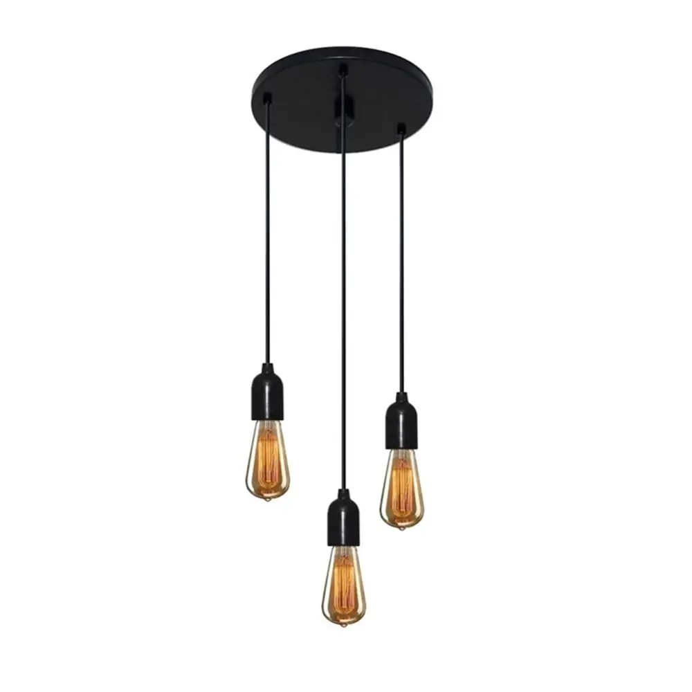 MJ-4162-3 Retro Black Bedroom Pendant Holder for Light Bulb-Not Include-Bivolt