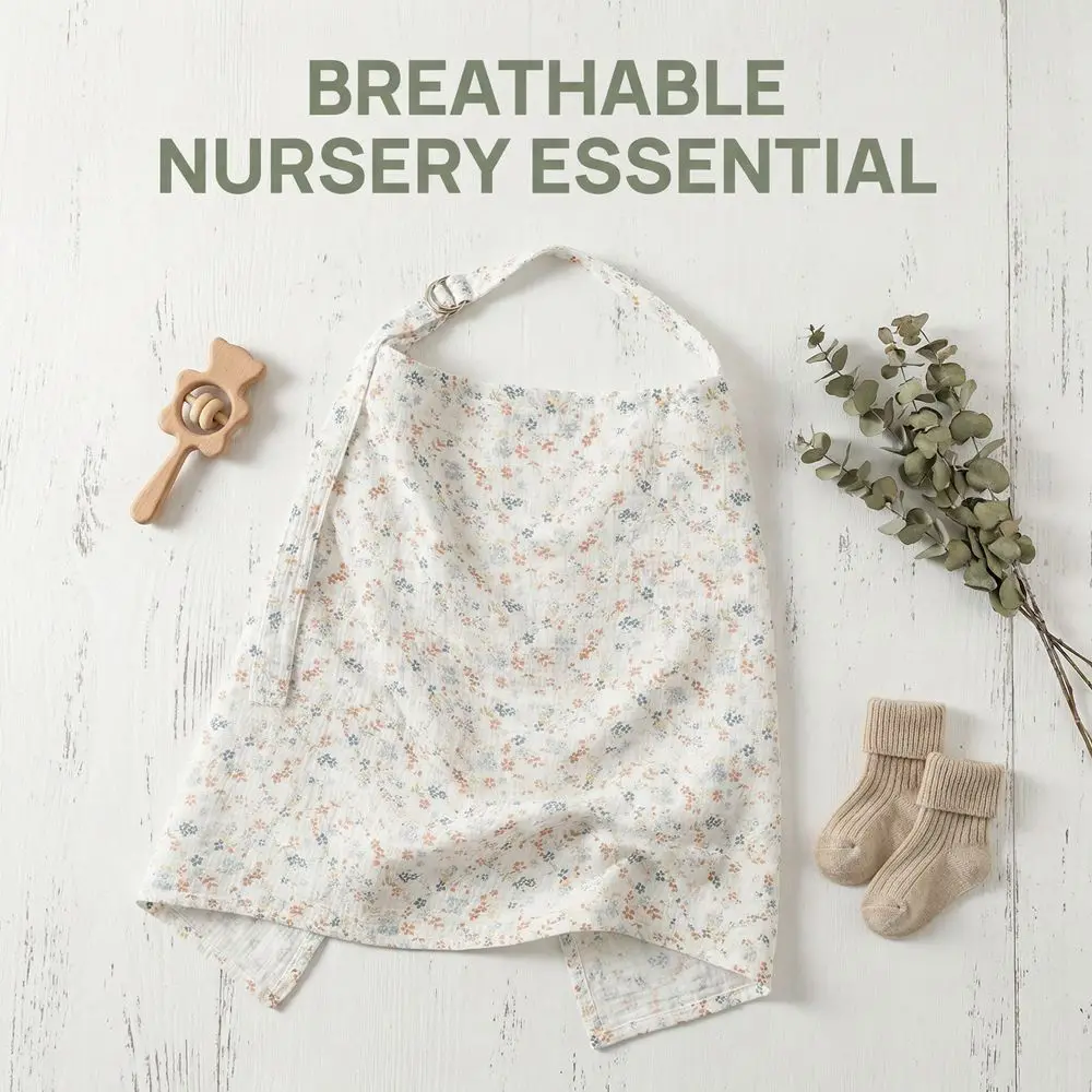 Cotton Breastfeeding Nursing Cover Breathable Adjustable Breast Feeding Blanket Multi-purpose Use Flower Printed