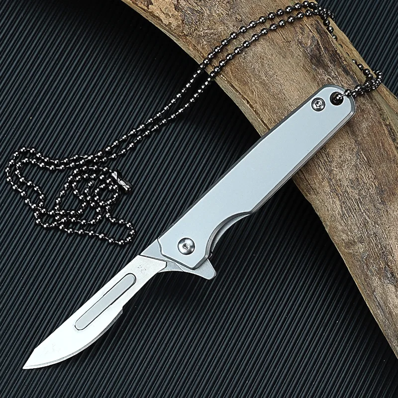 Fast Open Stainless Steel Scalpel EDC Mini Folding Knife With 10pcs NO.24 Replaceable Blade engrave carving utility Tools