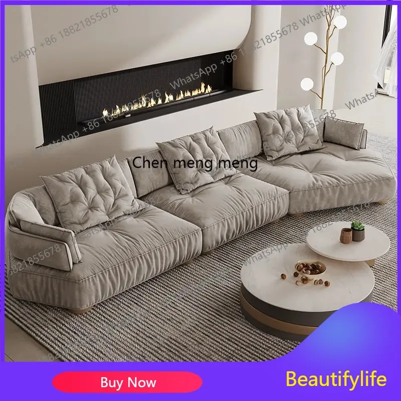 B73 Italian minimalist living room corner sofa simple straight sofa, frosted fleece combination special-shaped sofa