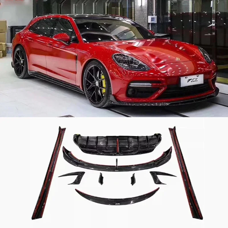 

For Tesla Model Y 2020-2023 Carbon Fiber Front Bumper Lip Rear Diffuser Spoiler Trunk Side Skirt Body Full Kit