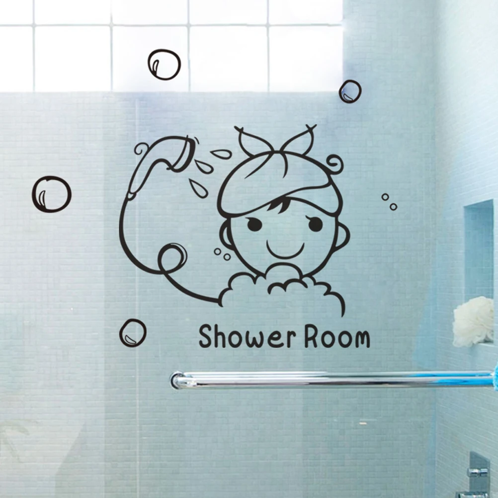 

5Pcs Waterproof Bathroom Wall Stickers Cartoon Shower Decals Durable PVC Creative Wall Mural Tile Sticker Waterproof Decal