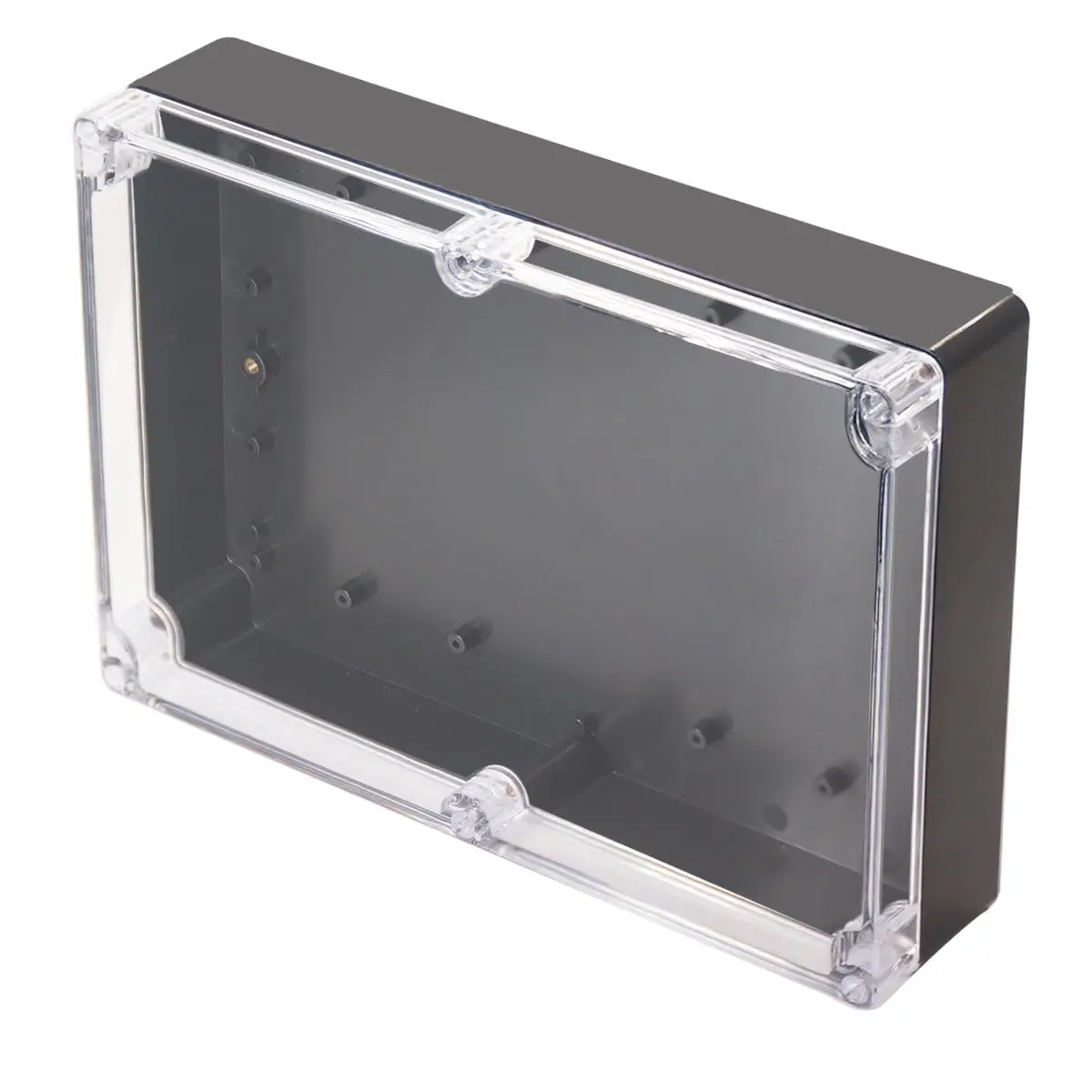 Waterproof Junction Box ABS Plastic Black Electrical Boxes DIY Project Case Power Enclosure Clear Cover Transparent Lid 263x182