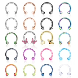 WKOUD 1Pcs 16G Surgical Steel Horseshoe Nose Septum Rings Piercing Jewelry Cartilage Helix Tragus Daith Earring Hoop Lip