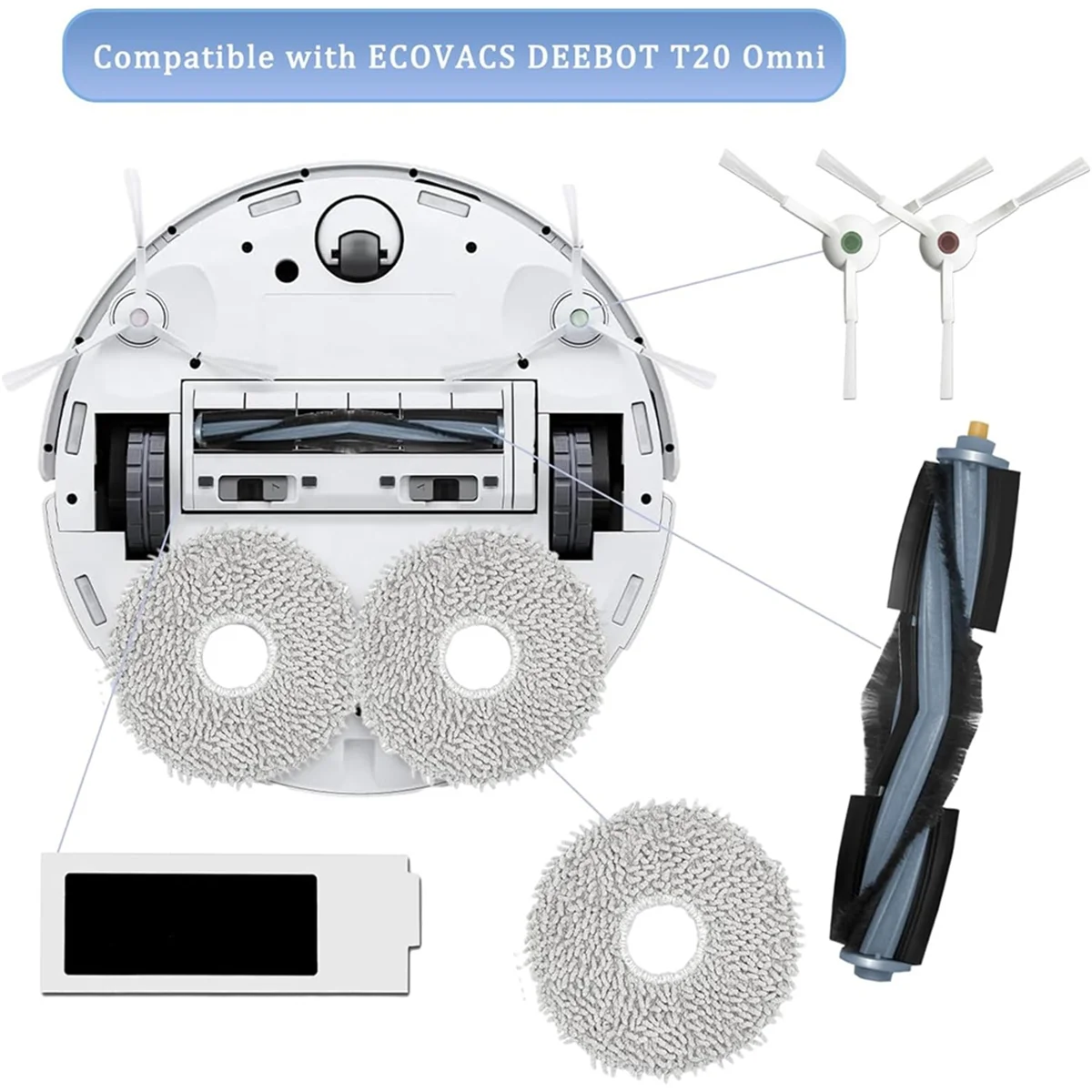 Kit de accesorios para Ecovacs Deebot T20 Omni, piezas de repuesto para Ecovacs Deebot T20 E Omni, cepillo principal para aspiradora
