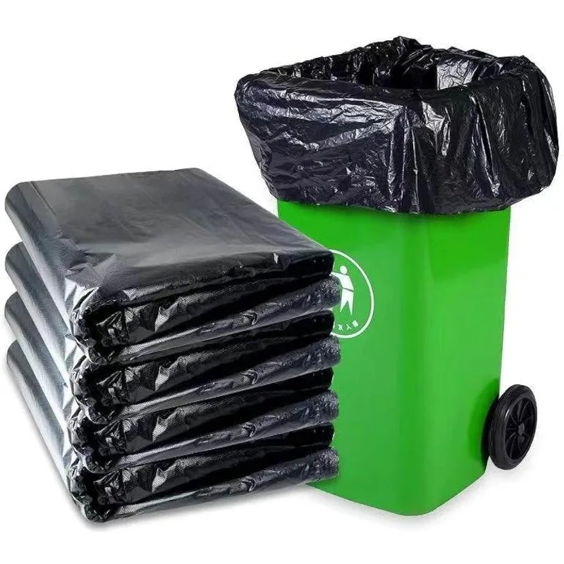 Extra große, robuste, schwarze Müllsäcke, 55–60 Gal, dicke, flache, offene Müllsäcke in kommerzieller Qualität für Restaurant, Hotel, Hausball