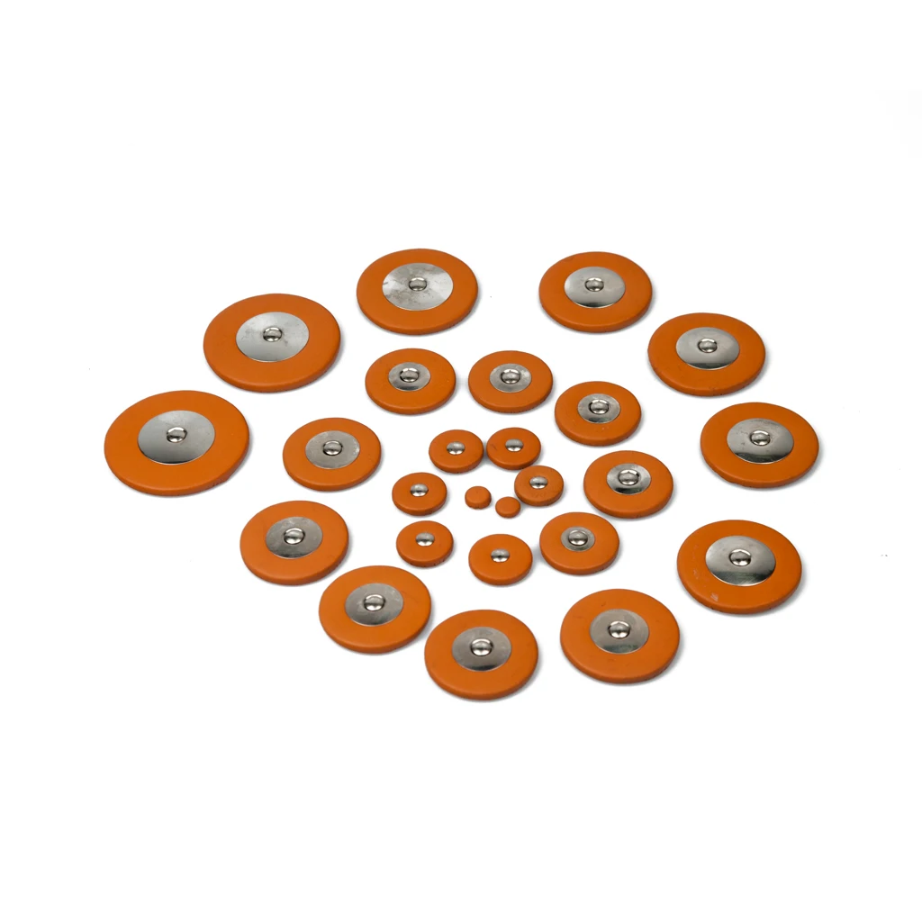 Mugig 25pcs Orange Tenor Saxophone Leather Pads Woodwind Sax Parts For Tenor Saxophone Repair Real Leather Pad Metal Resonator