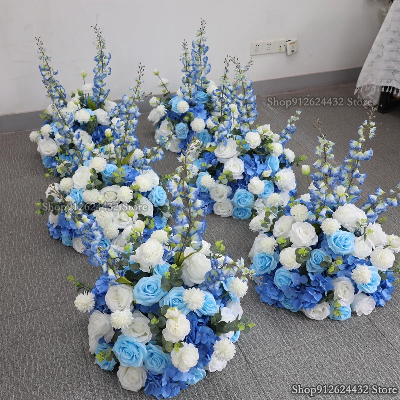 

НОВЫЙ синий, белый, 80 см, большой искусственный цветочный шар розы, свадебный декор, центральные украшения стола, цветочный реквизит, декор для мероприятия