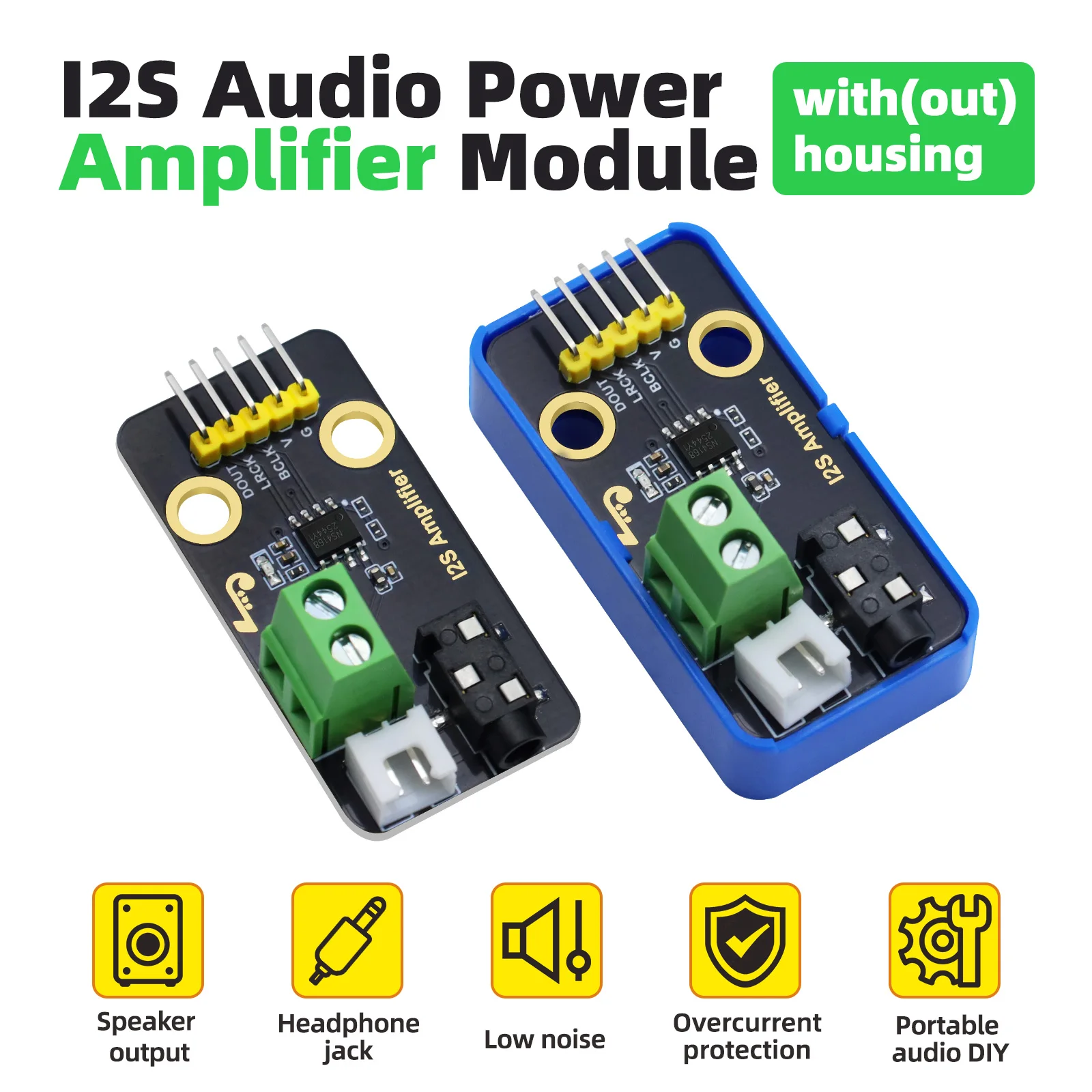 1PC I2S Audio Power Amplifier Module With 3.5mm Headphone Jack for Arduino DIY Projects Compatible with Lego Blocks