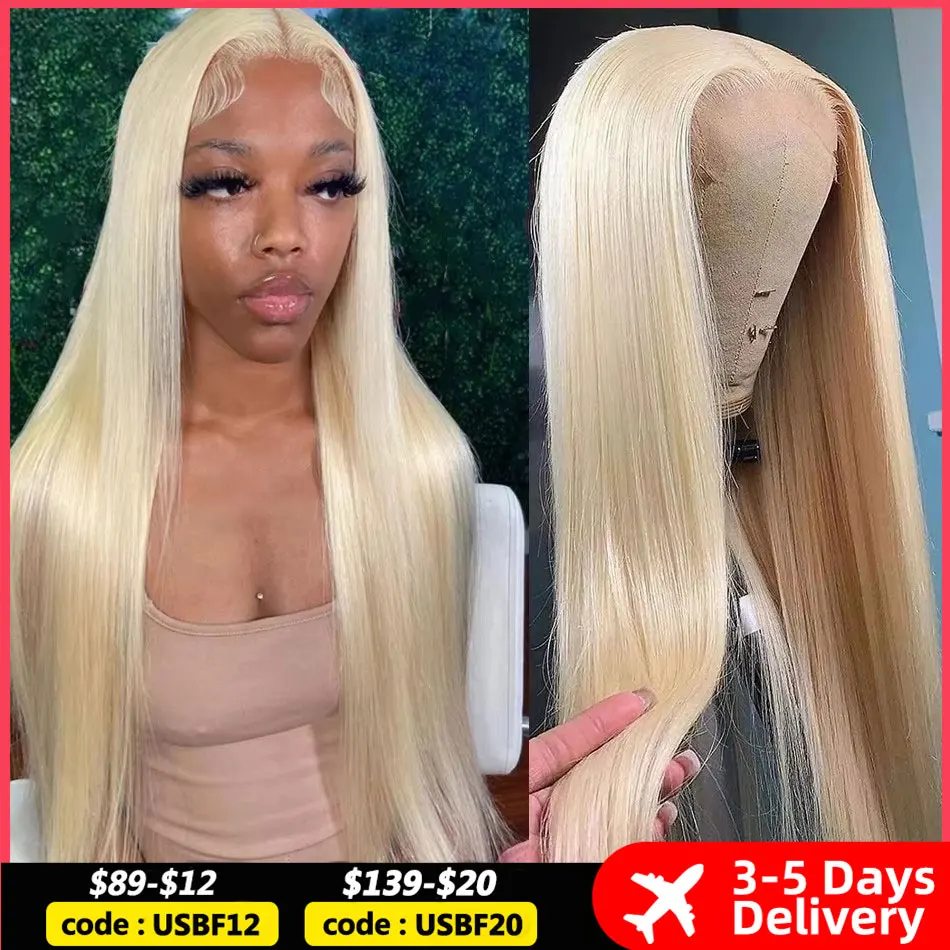 Blonde 613 13x6 Lace Frontal Wigs HD 613 Lace Front Human Hair Wigs For Women Pre pucked Straight Human Hair Wigs Can Be Dyed