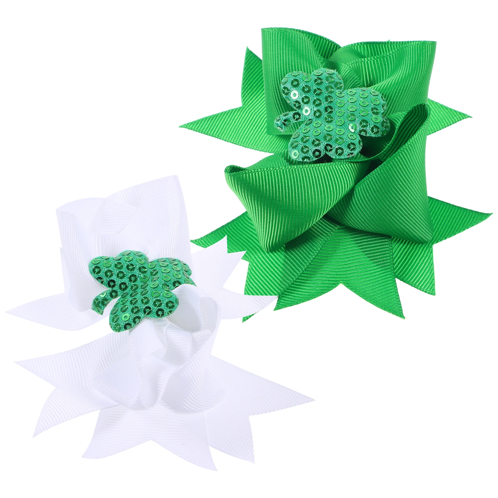 

2pcs Clover Hair Clips Girl Toddler Fabric Decorative Childrens Green White Saint Patrick Day Party Hats Hair Barrettes Pins
