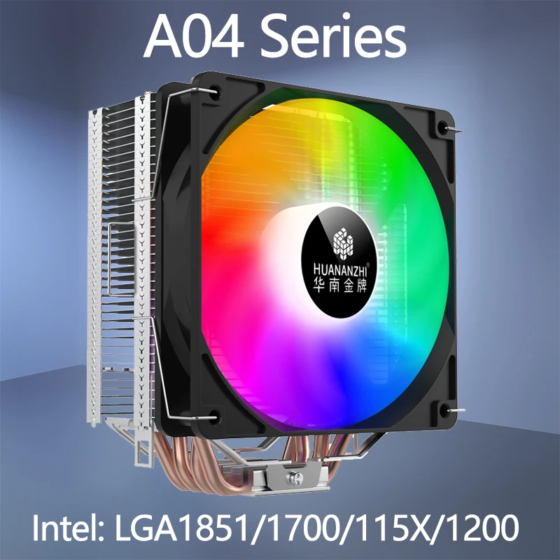 

HUANANZHI 4 Heatpipes CPU Cooler 3PIN RGB Silent Fan Air-cooled Radiator For Intel LGA1700 115X 1200 LGA2011 X79 X99