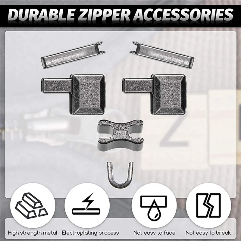 SQPP-240 Pieces Metal Zipper Head Slider,4 Sizes Zipper Bottom Sliders Retainer Insertion Pin,Zipper Stopper Repair Tool Kit