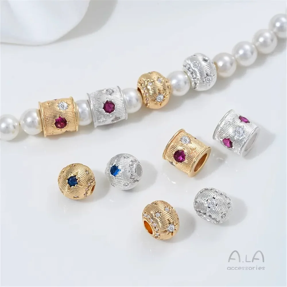 Z452 14K Gold-plated Zirconium Beads Accessories Large-hole Bucket Beads Hand-strung Pearl Necklaces Bracelets Diy Materials