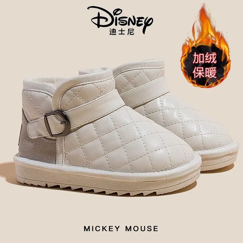 Disney dziecięce buty zimowe dziecięce bawełniane antypoślizgowe ciepłe chłopięce zimowe śniegowce myszka Mickey czarne beżowe buty