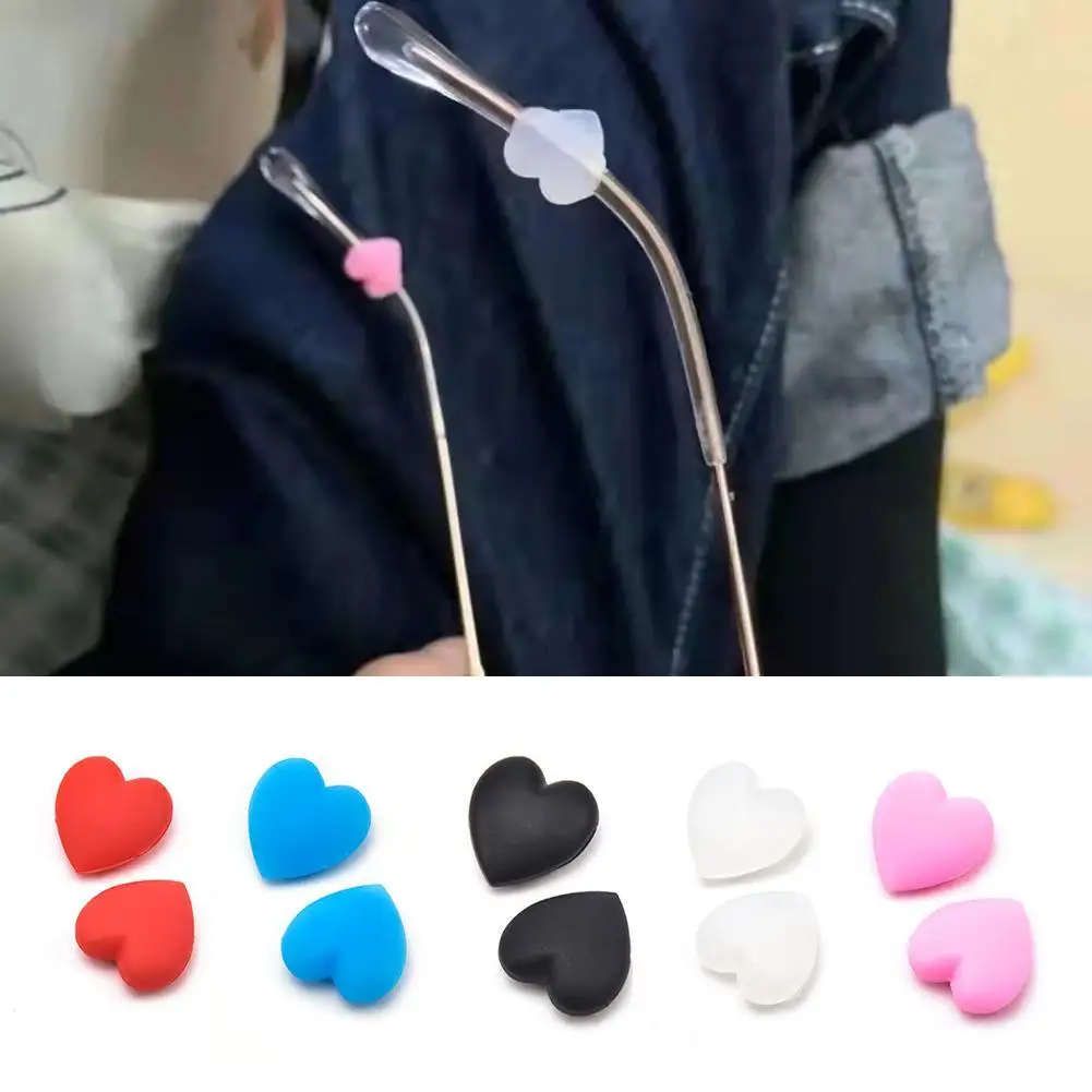 1 Pair Glasses Silicone Non-slip Sleeve Holder For 2-10mm/0.08-0.4in Temples Ear Hook Sports Fashion Heart Shape Eyeglass