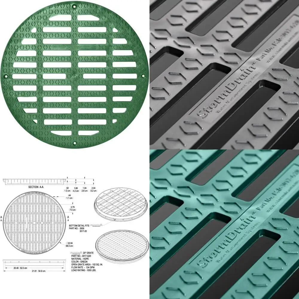 

20-inch Round Green Flat Grate Storm Drain Catch Basin Replacement for Heavy Duty Use
