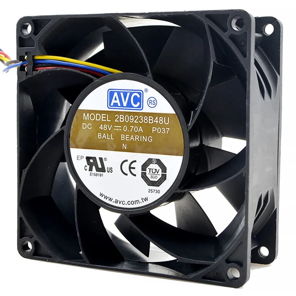 92mm 90mm High Speed Fan For AVC 92*92*38 2B09238B48U 92X92X38mm DC 48V 0.7A 4-wire Radiator Server Fan