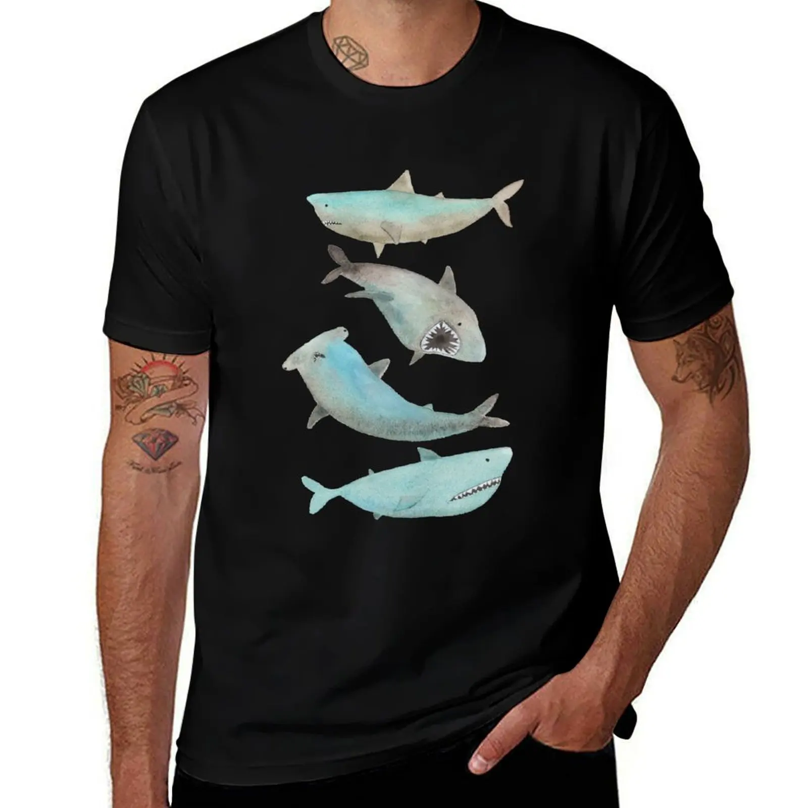 Sharks! T-Shirt Plus Size Gym Sports T-Shirt