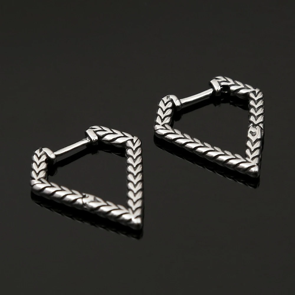 Unique Simple Love Earrings For Men Women Stainless Steel Fashion Personality Braided Pattern Stud Earrings Creative Jewelry